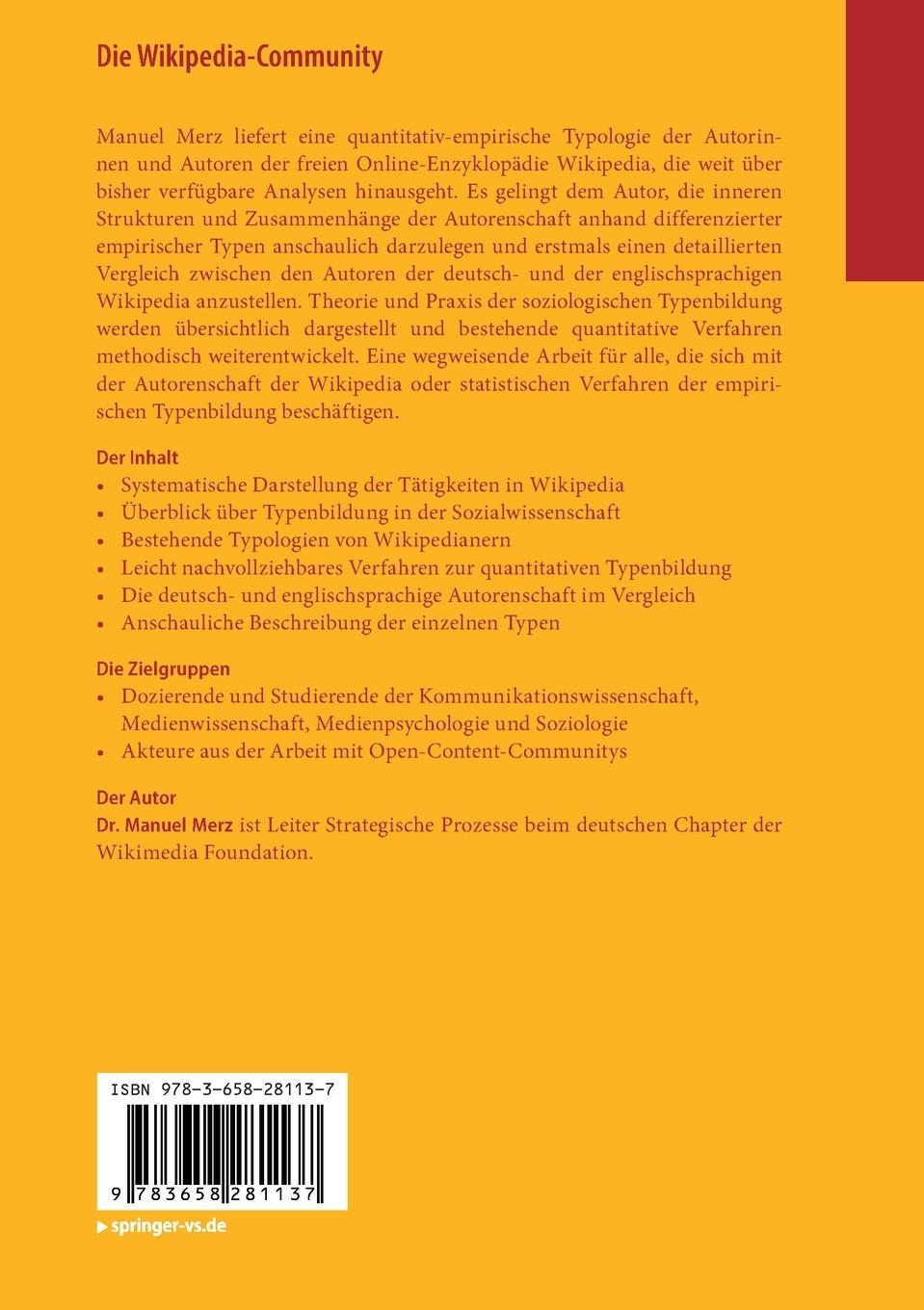 Rückseitencover Die Wikipedia-Community