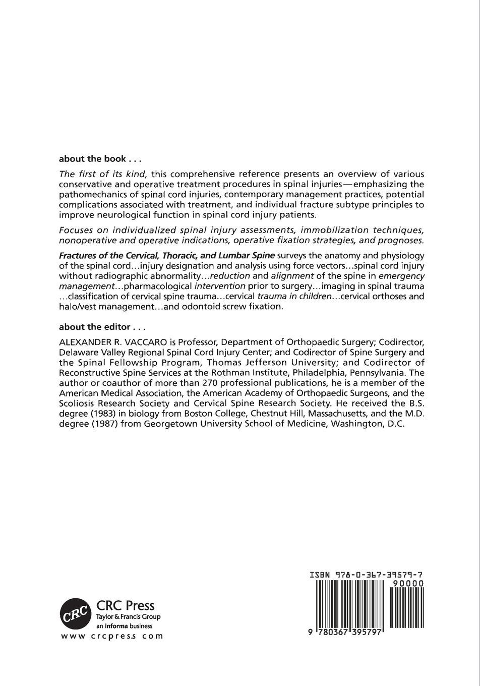 Rückseitencover Fractures of the Cervical, Thoracic, and Lumbar Spine