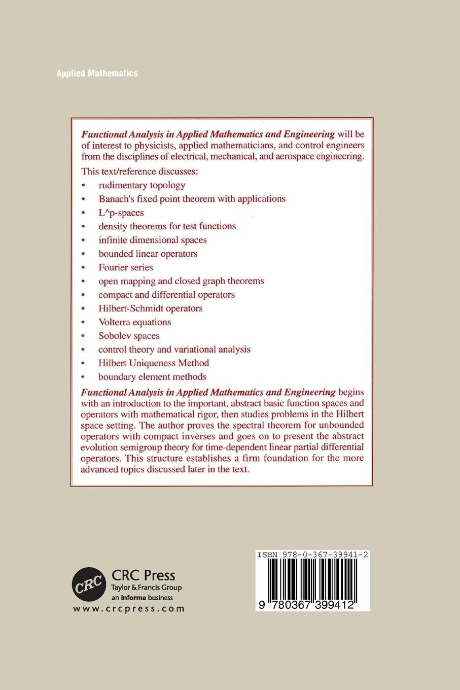 Rückseitencover Functional Analysis in Applied Mathematics and Engineering