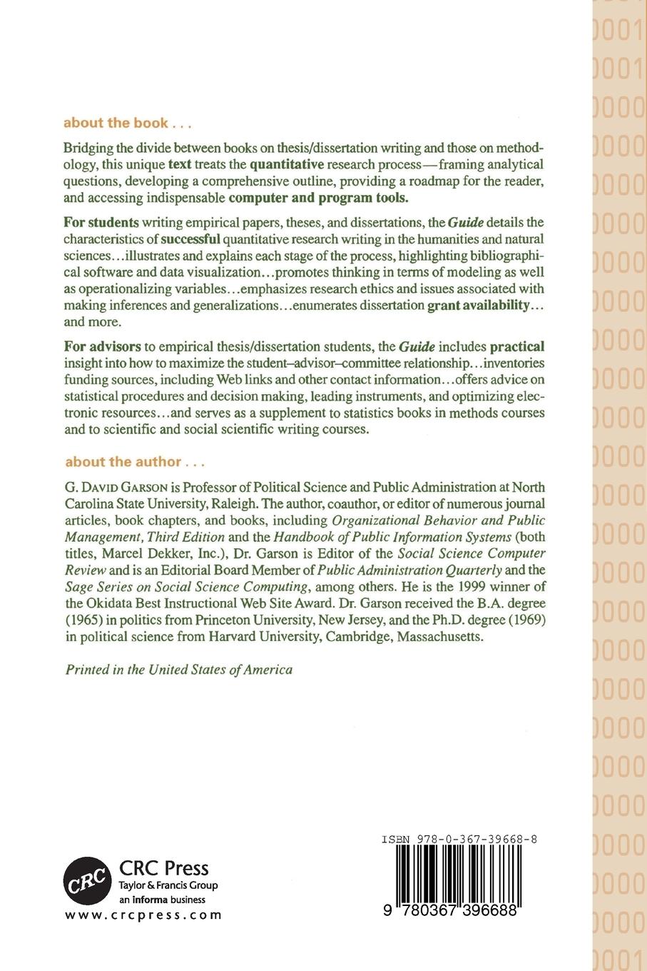 Rückseitencover Guide to Writing Empirical Papers, Theses, and Dissertations