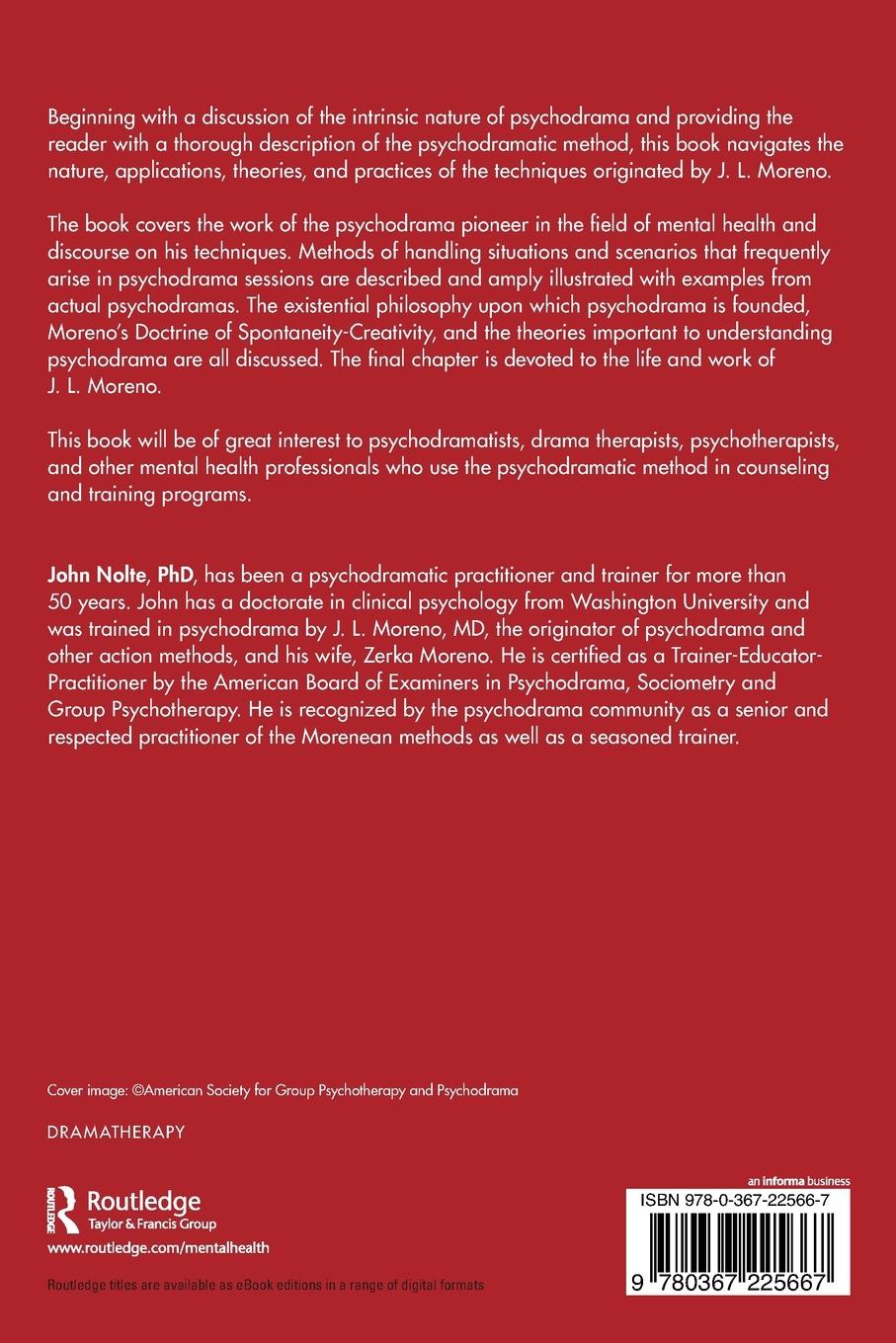 Rückseitencover J.L. Moreno and the Psychodramatic Method