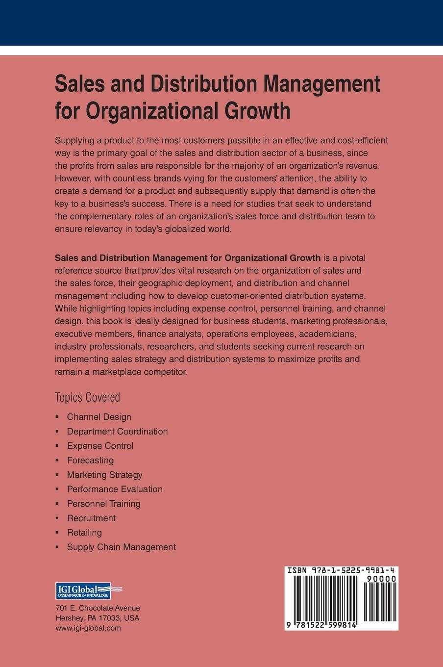 Rückseitencover Sales and Distribution Management for Organizational Growth
