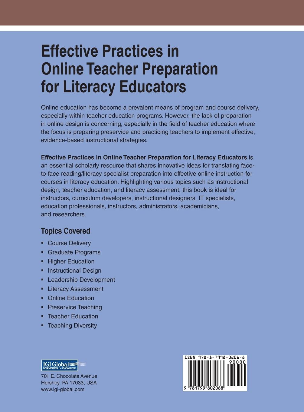 Rückseitencover Effective Practices in Online Teacher Preparation for Literacy Educators