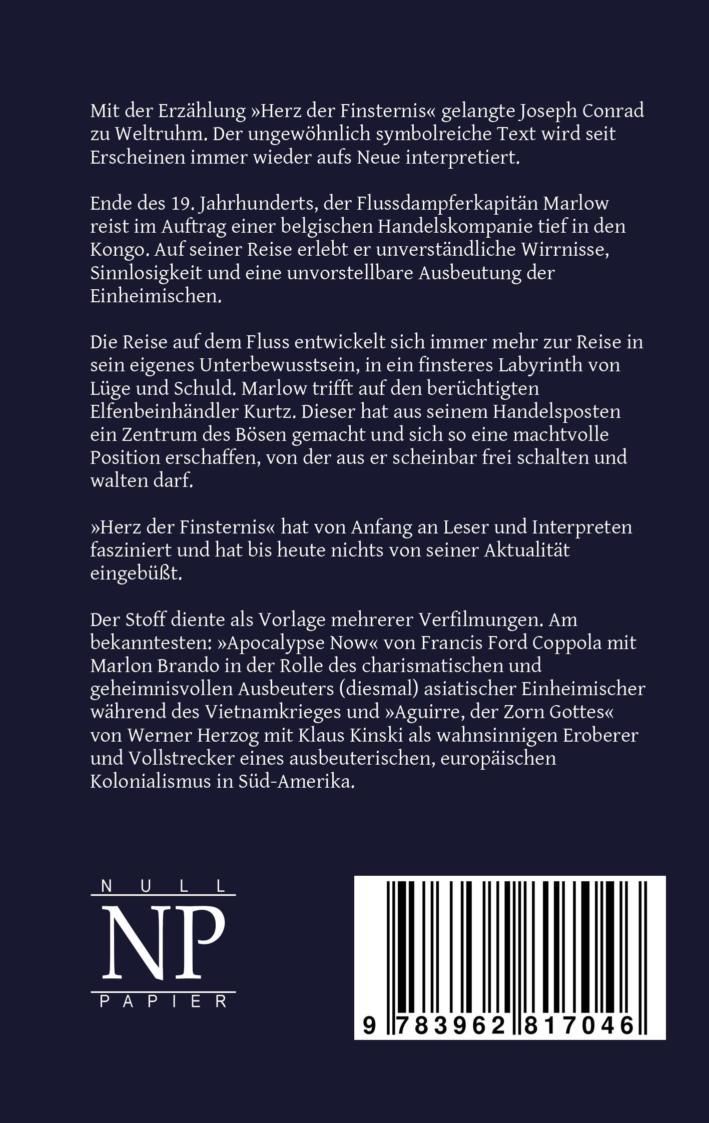 Rückseitencover Das Herz der Finsternis