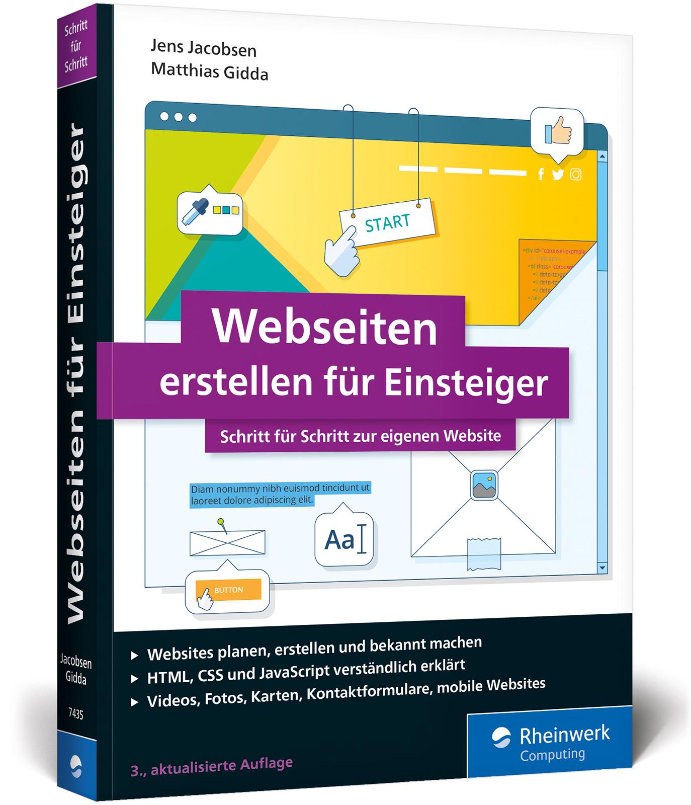Vorderes Coverbild Webseiten erstellen für Einsteiger