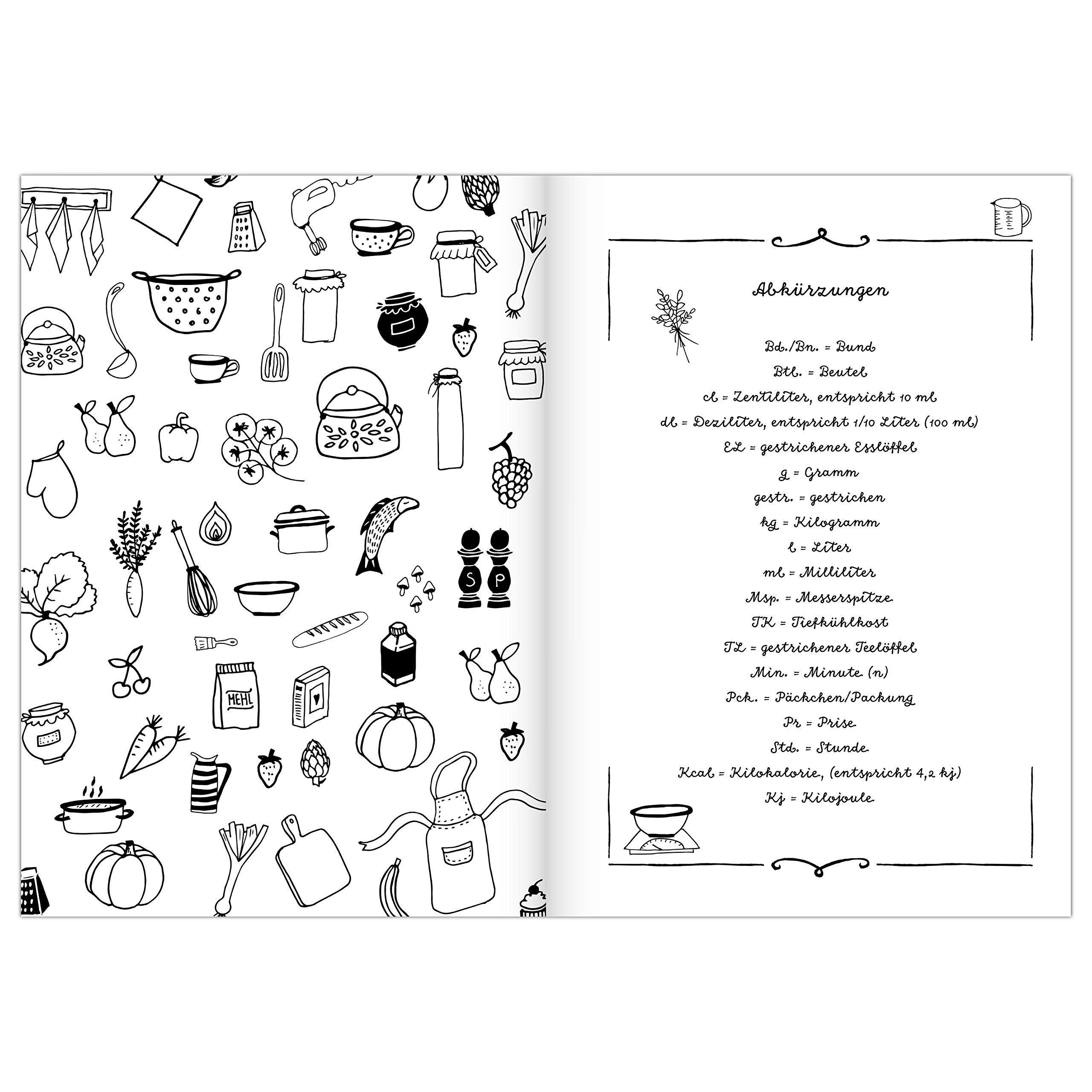 Beispielinhalt (Bild) Rezeptbuch zum Selberschreiben in rosa