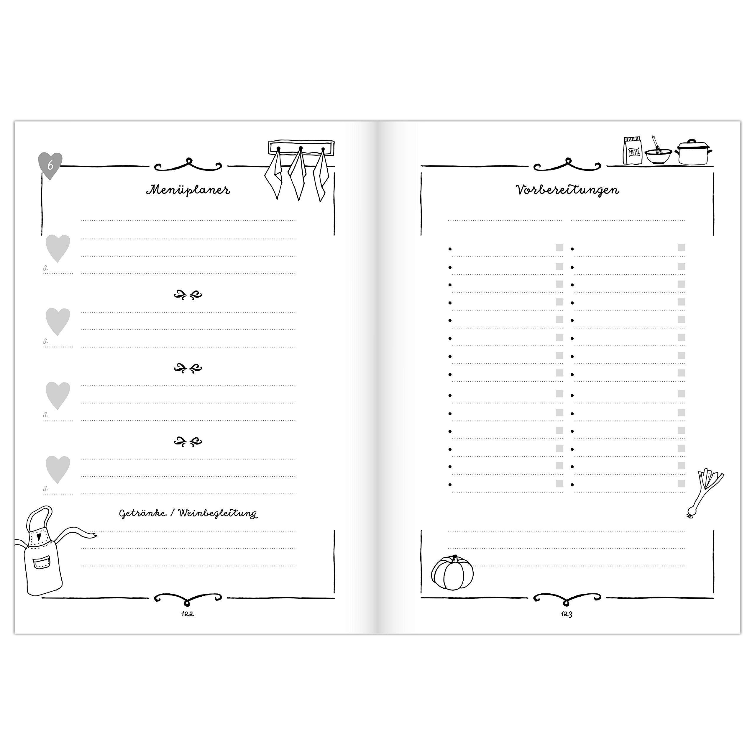 Beispielinhalt (Bild) Rezeptbuch zum Selberschreiben in rosa