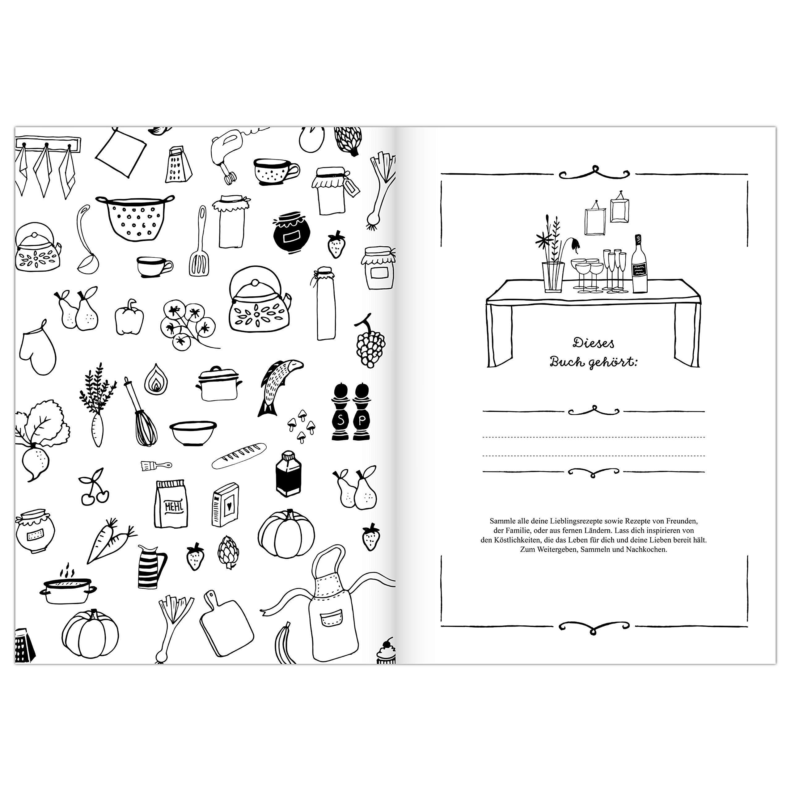 Beispielinhalt (Bild) Rezeptbuch zum Selberschreiben in rosa