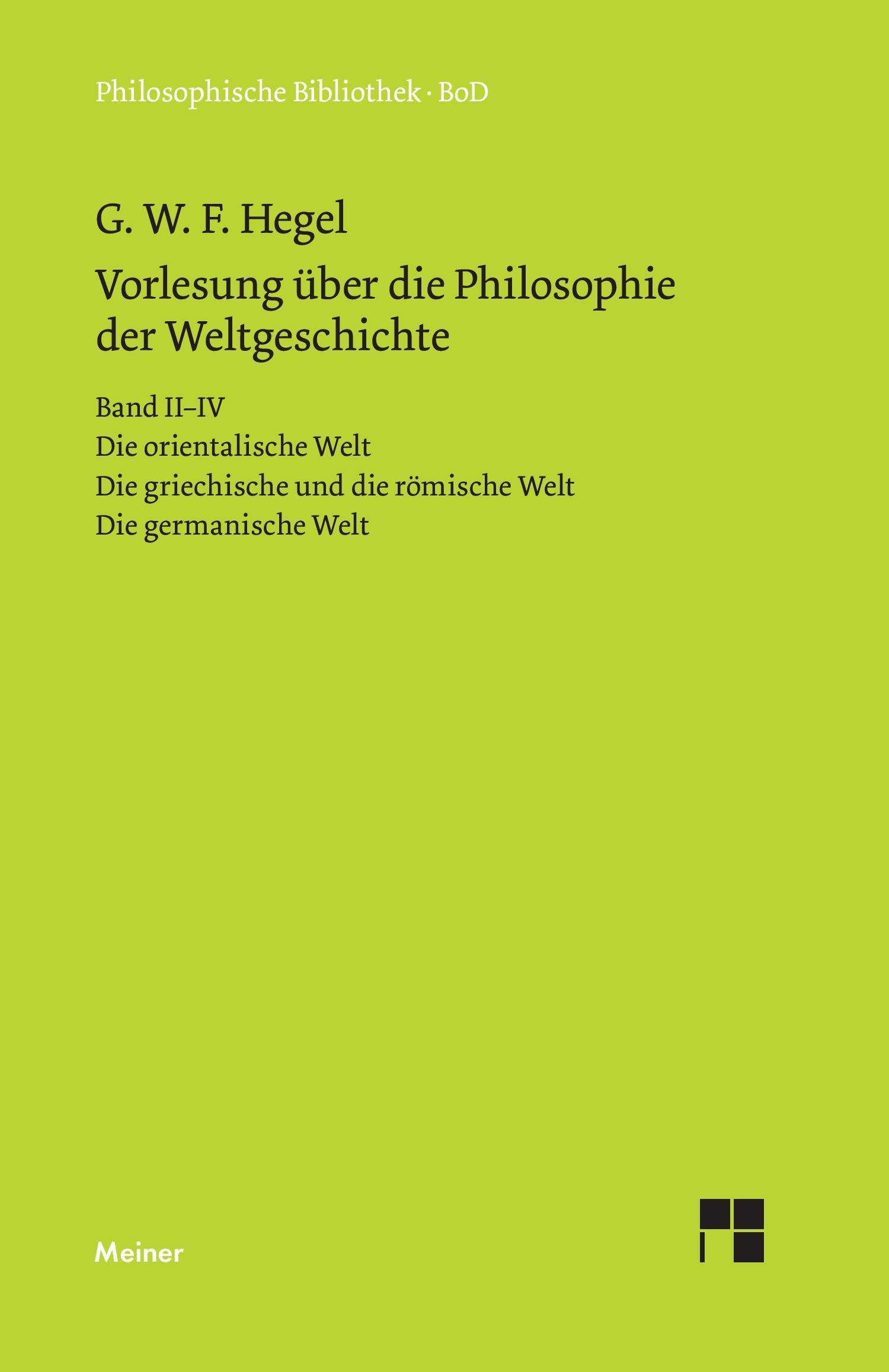 Vorderes Coverbild Vorlesungen über die Philosophie der Weltgeschichte