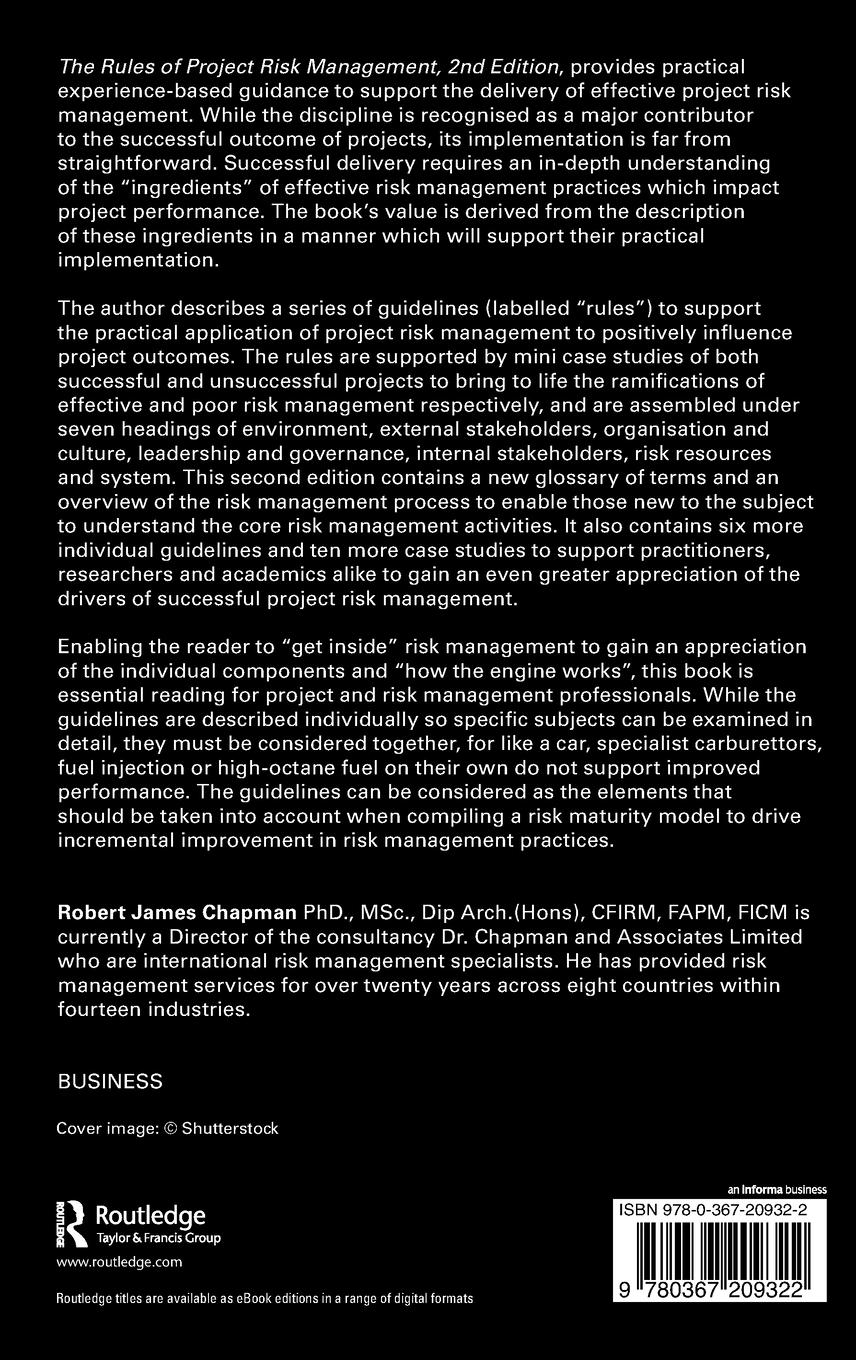 Rückseitencover The Rules of Project Risk Management