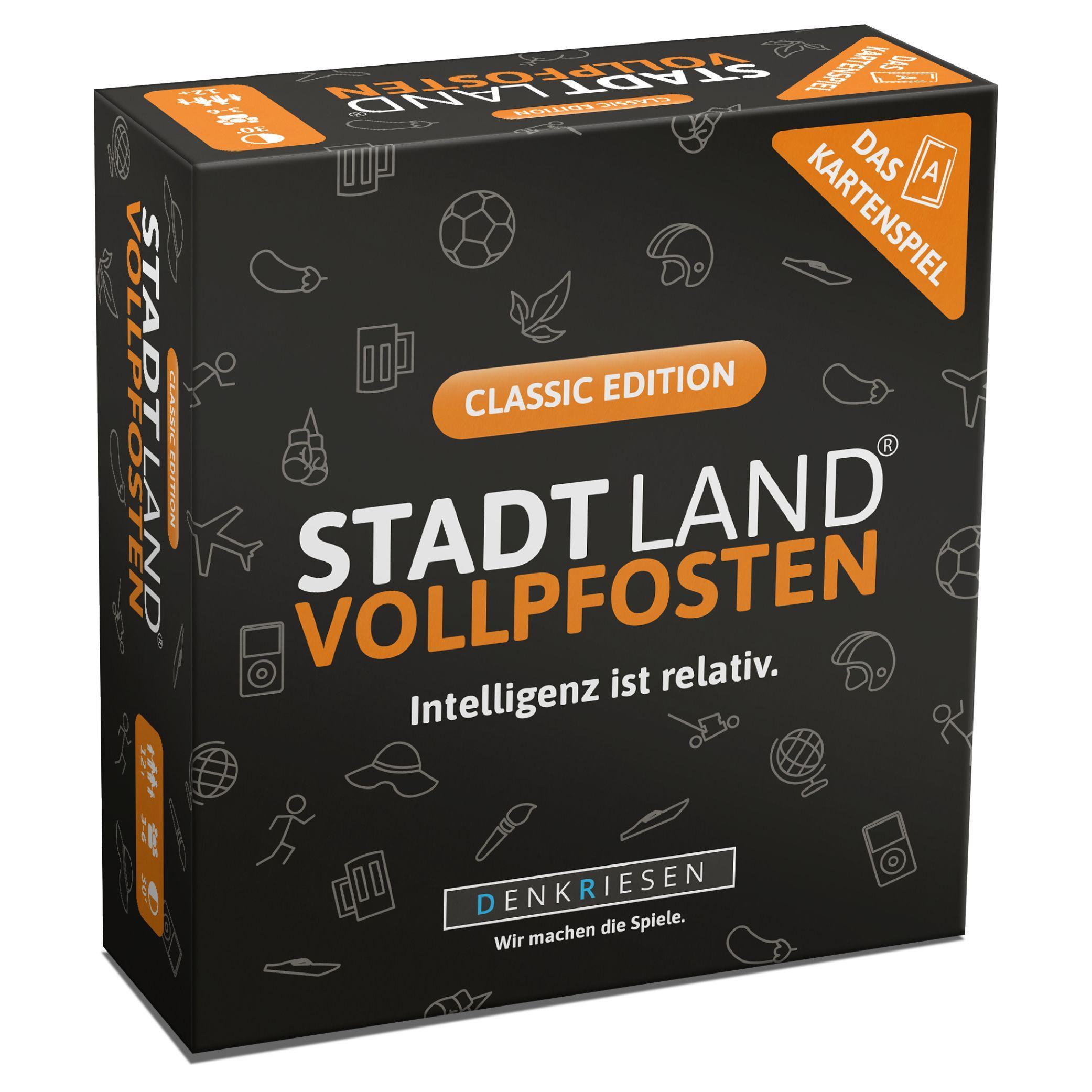 Vorderes Coverbild DENKRIESEN - STADT LAND VOLLPFOSTEN - Das Kartenspiel - Classic Edition