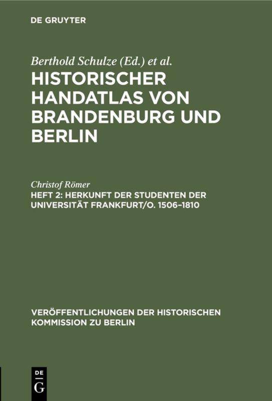 Vorderes Coverbild Herkunft der Studenten der Universität Frankfurt/O. 1506-1810