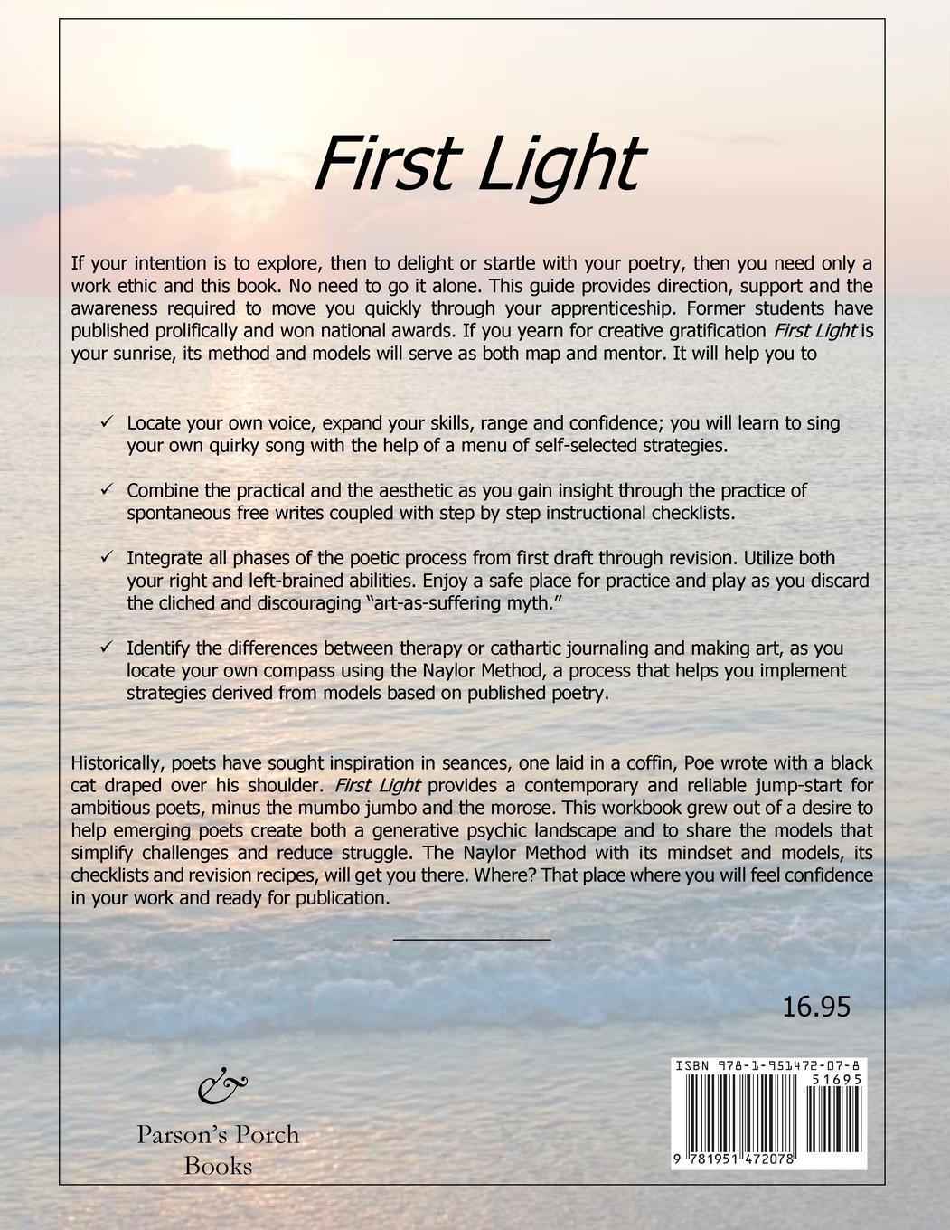 Rückseitencover First Light for Emerging Poets