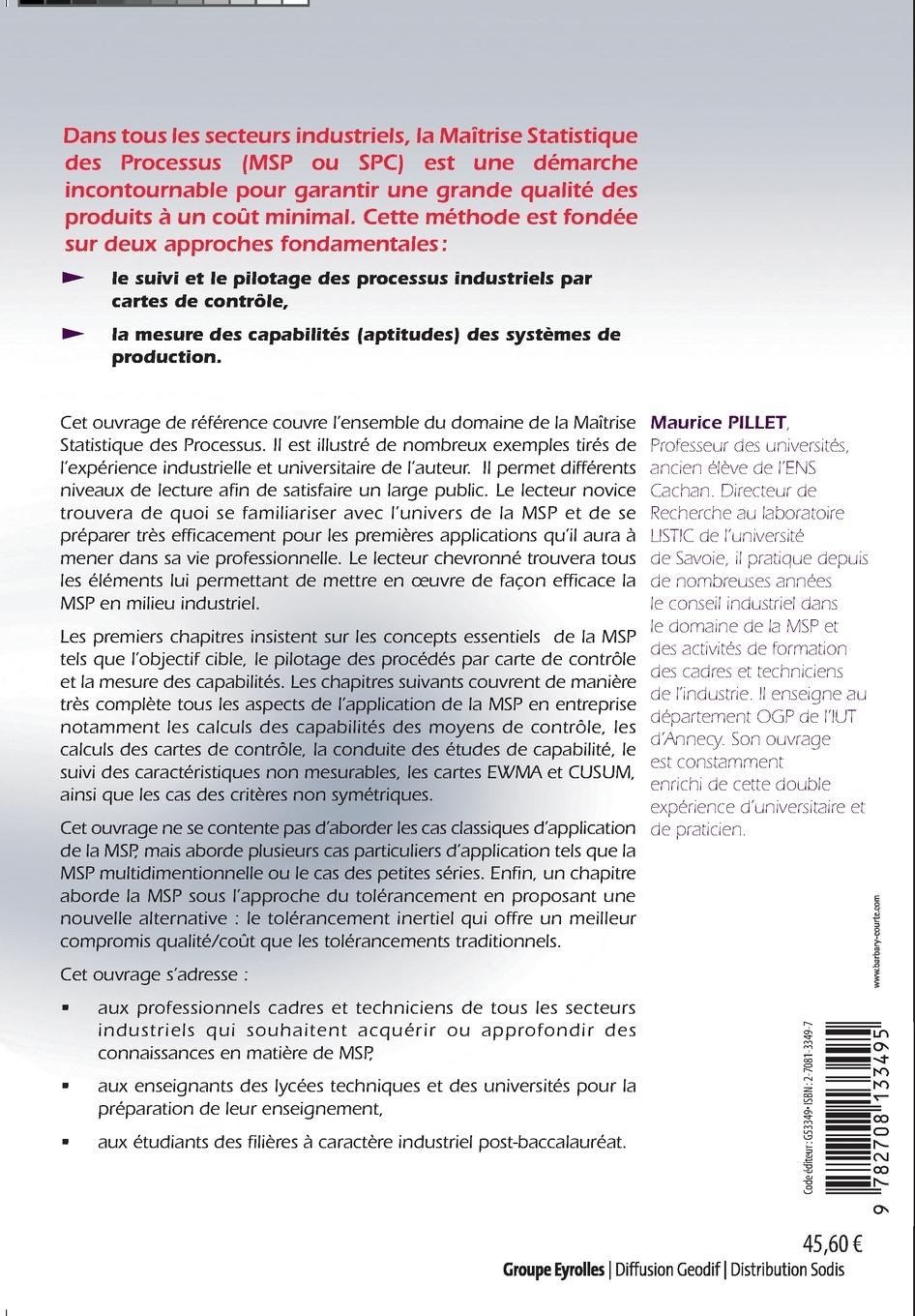 Rückseitencover Appliquer la maîtrise statistique des processus MSP/SPC
