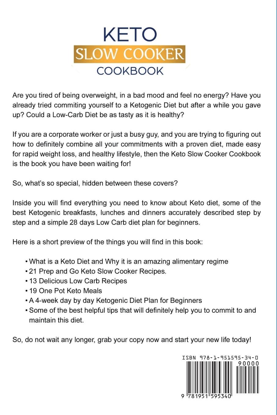 Rückseitencover Keto Slow Cooker Cookbook
