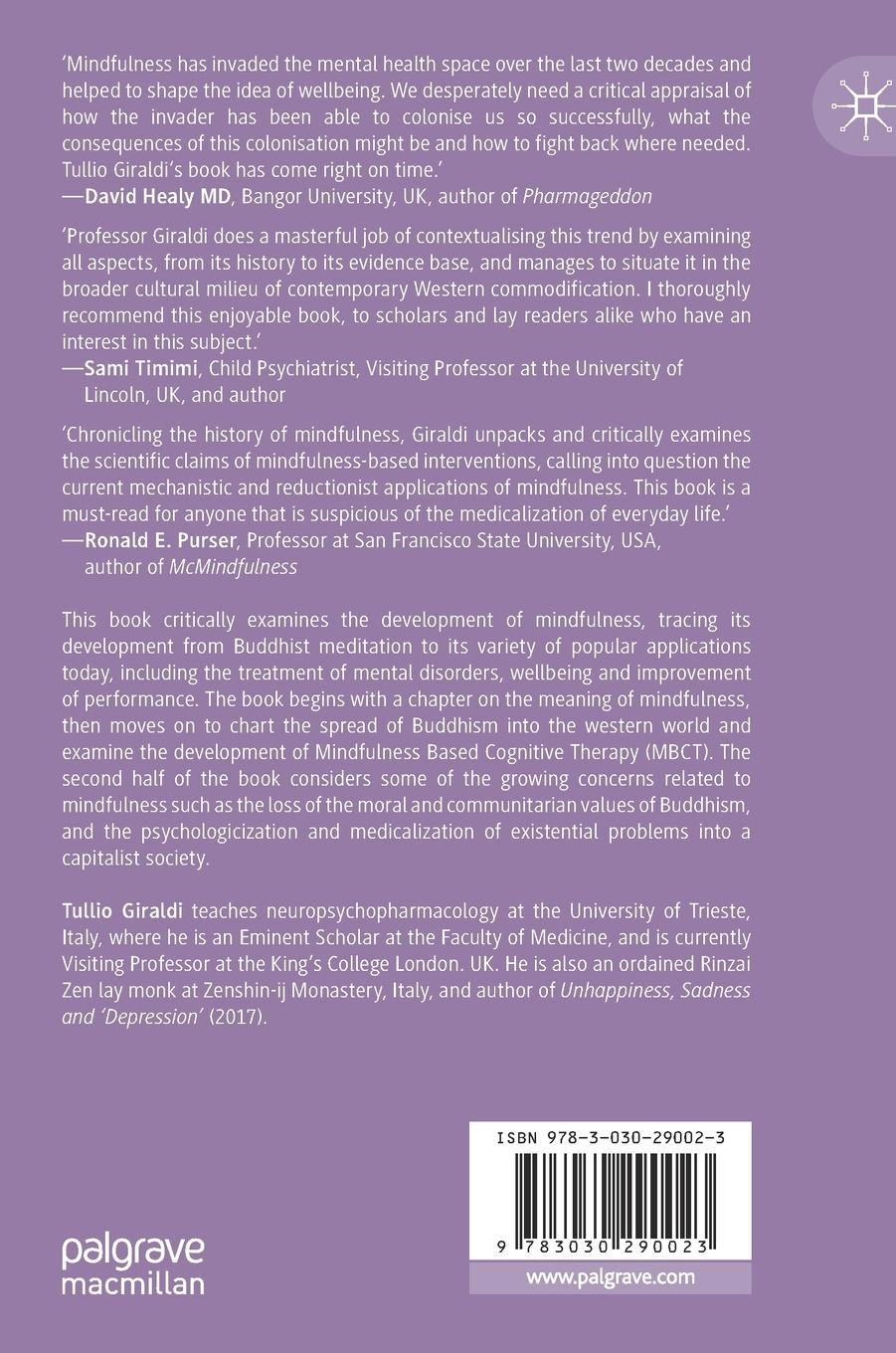 Rückseitencover Psychotherapy, Mindfulness and Buddhist Meditation