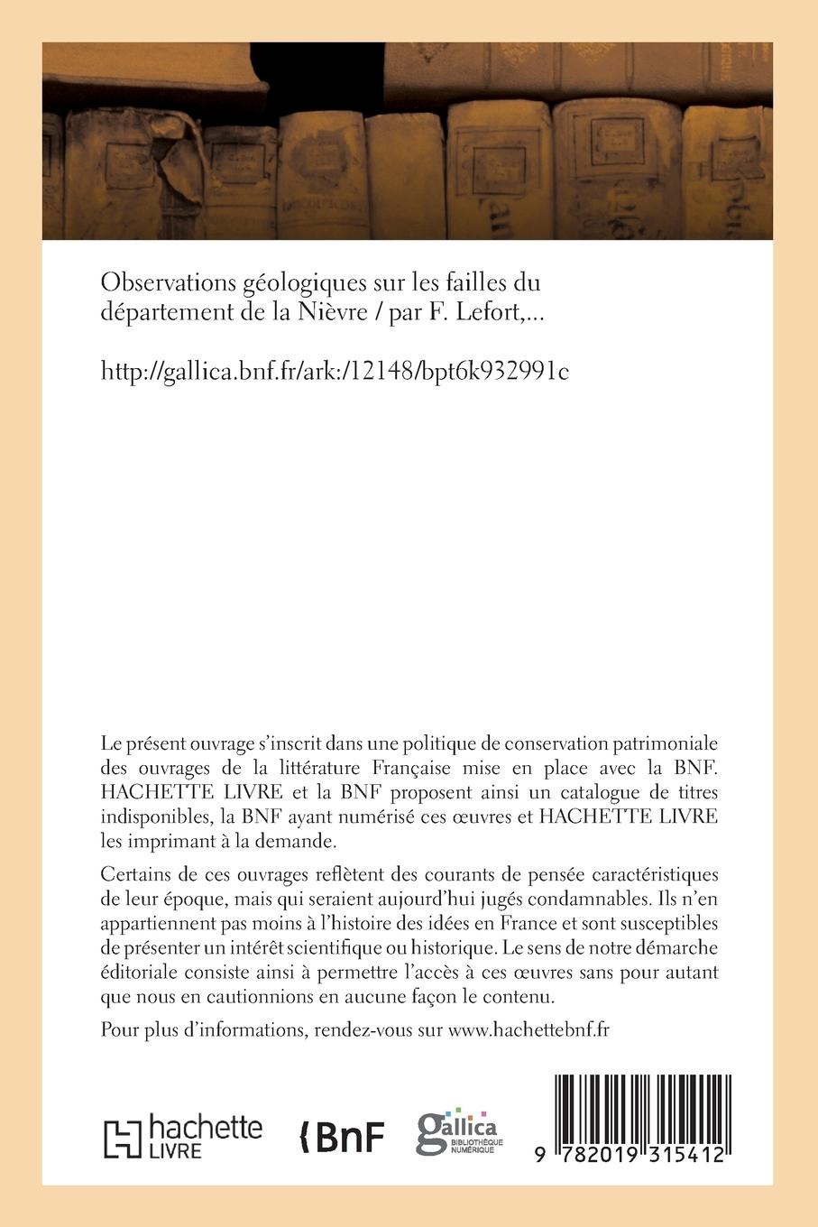 Rückseitencover Observations Géologiques Sur Les Failles Du Département de la Nièvre