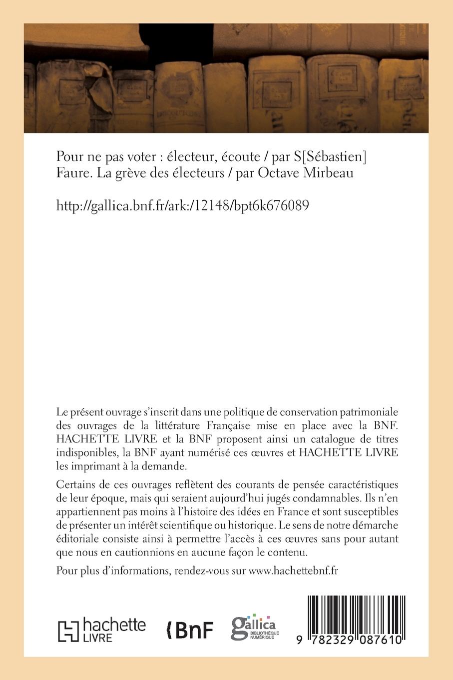 Rückseitencover Pour Ne Pas Voter: Électeur, Écoute