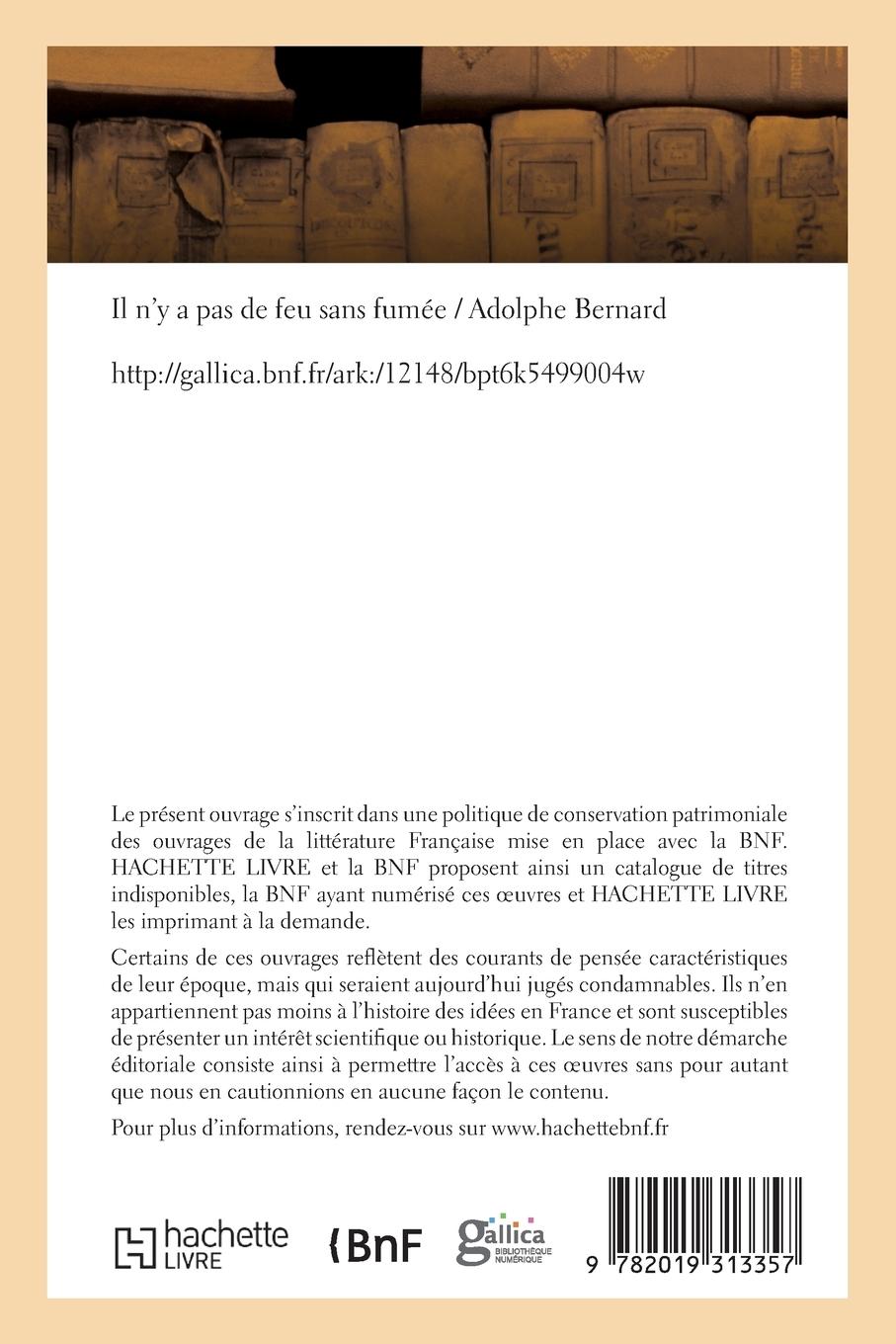 Rückseitencover Il n'y a Pas de Feu Sans Fumée