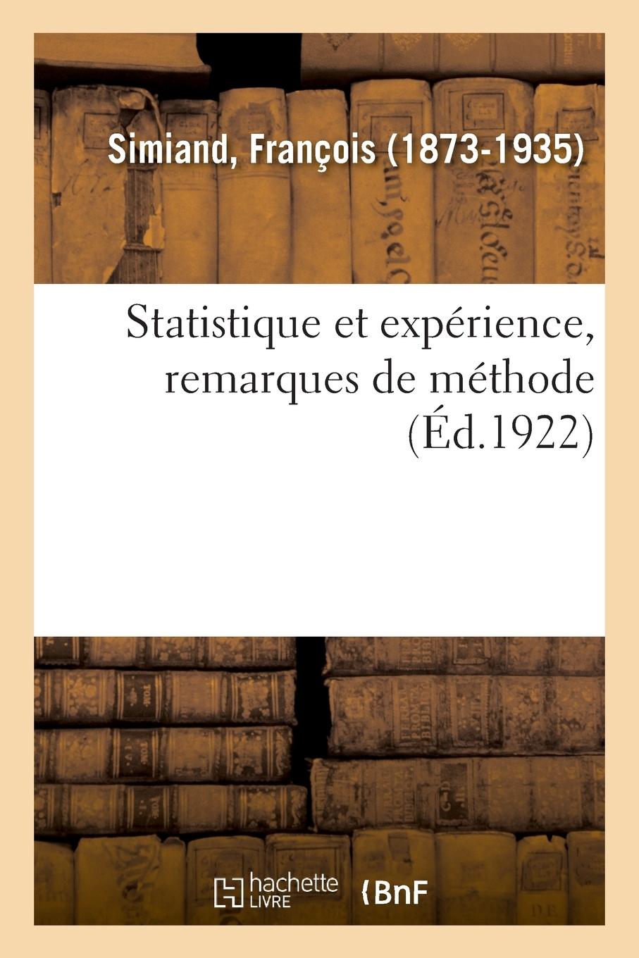 Vorderes Coverbild Statistique Et Expérience, Remarques de Méthode