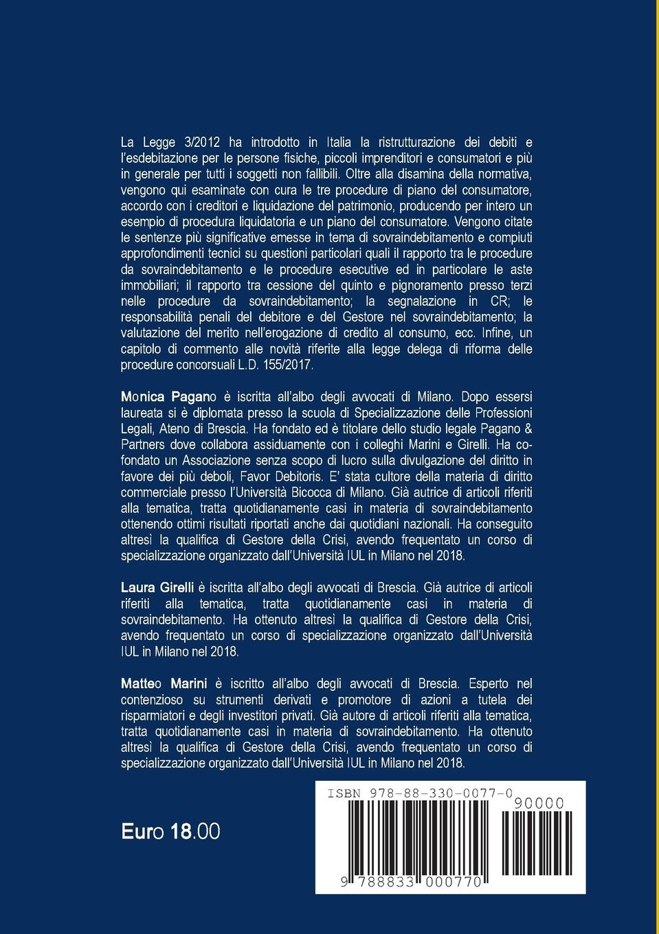 Rückseitencover Sovraindebitamento. Legge 3/12 e casi pratici
