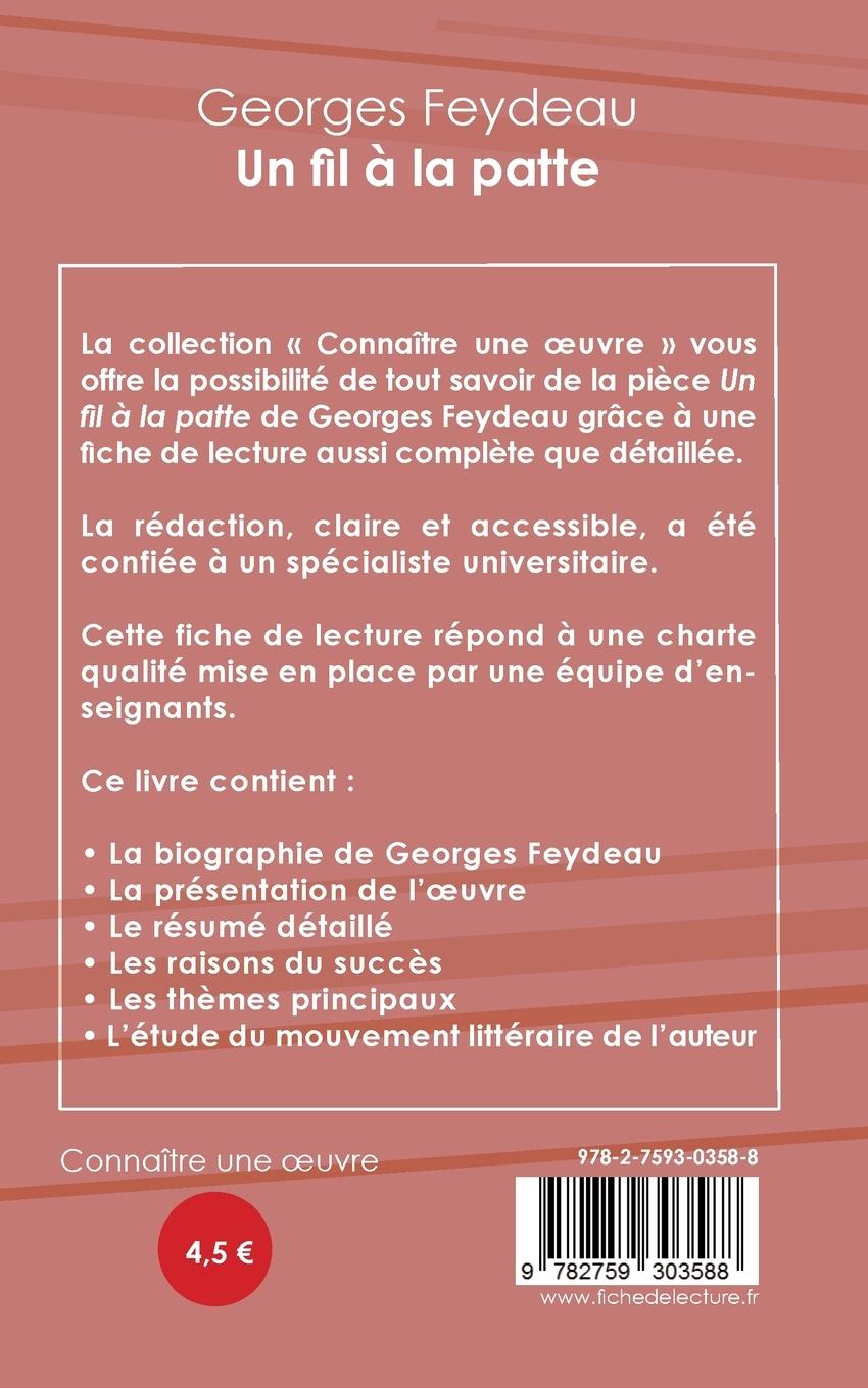 Rückseitencover Fiche de lecture Un fil à la patte de Feydeau (Analyse littéraire de référence et résumé complet)