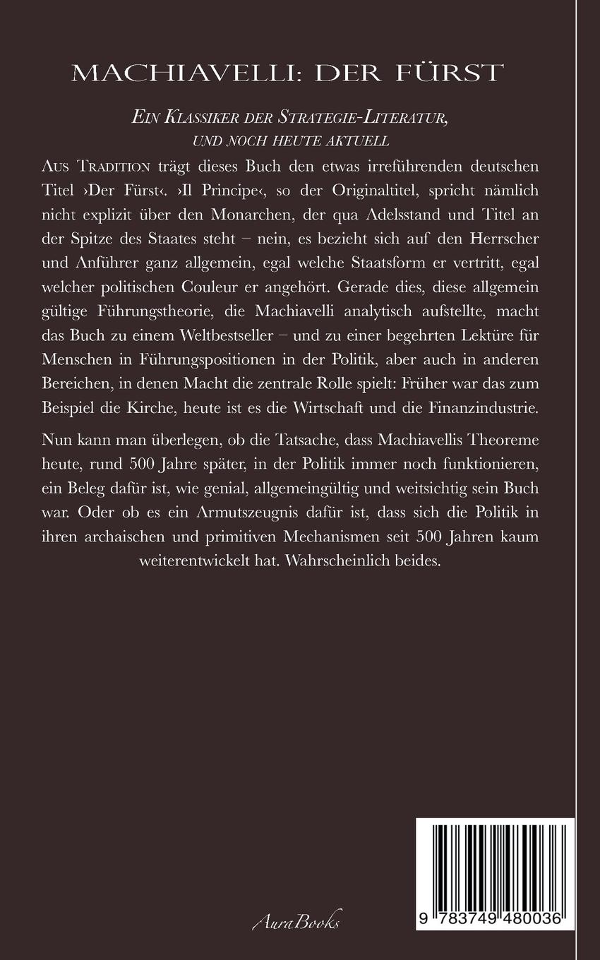 Rückseitencover Der Fürst