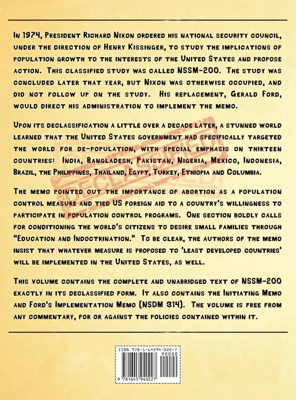 Rückseitencover NSSM 200 The Kissinger Report