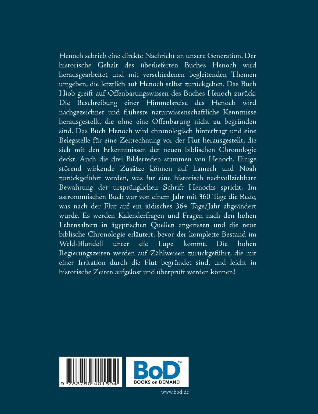 Rückseitencover Das Buch Henoch und die neue biblische Chronologie
