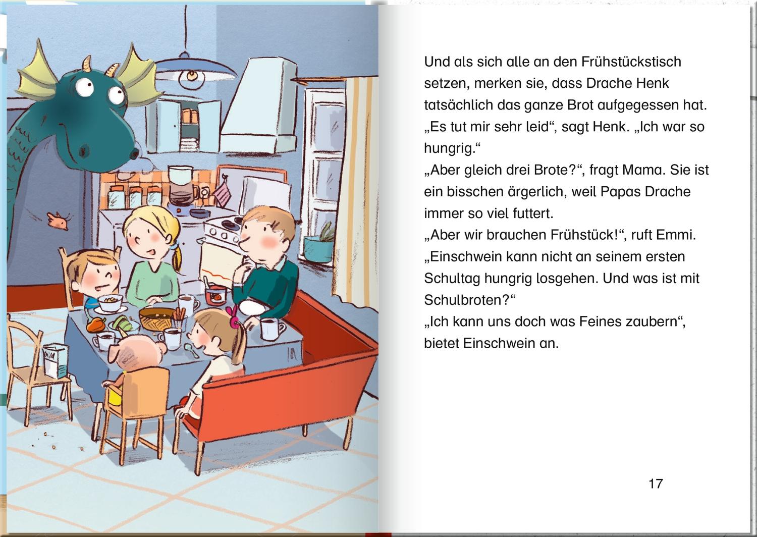 Beispielinhalt (Bild) Emmi & Einschwein. Schulstart mit Eierkuchen