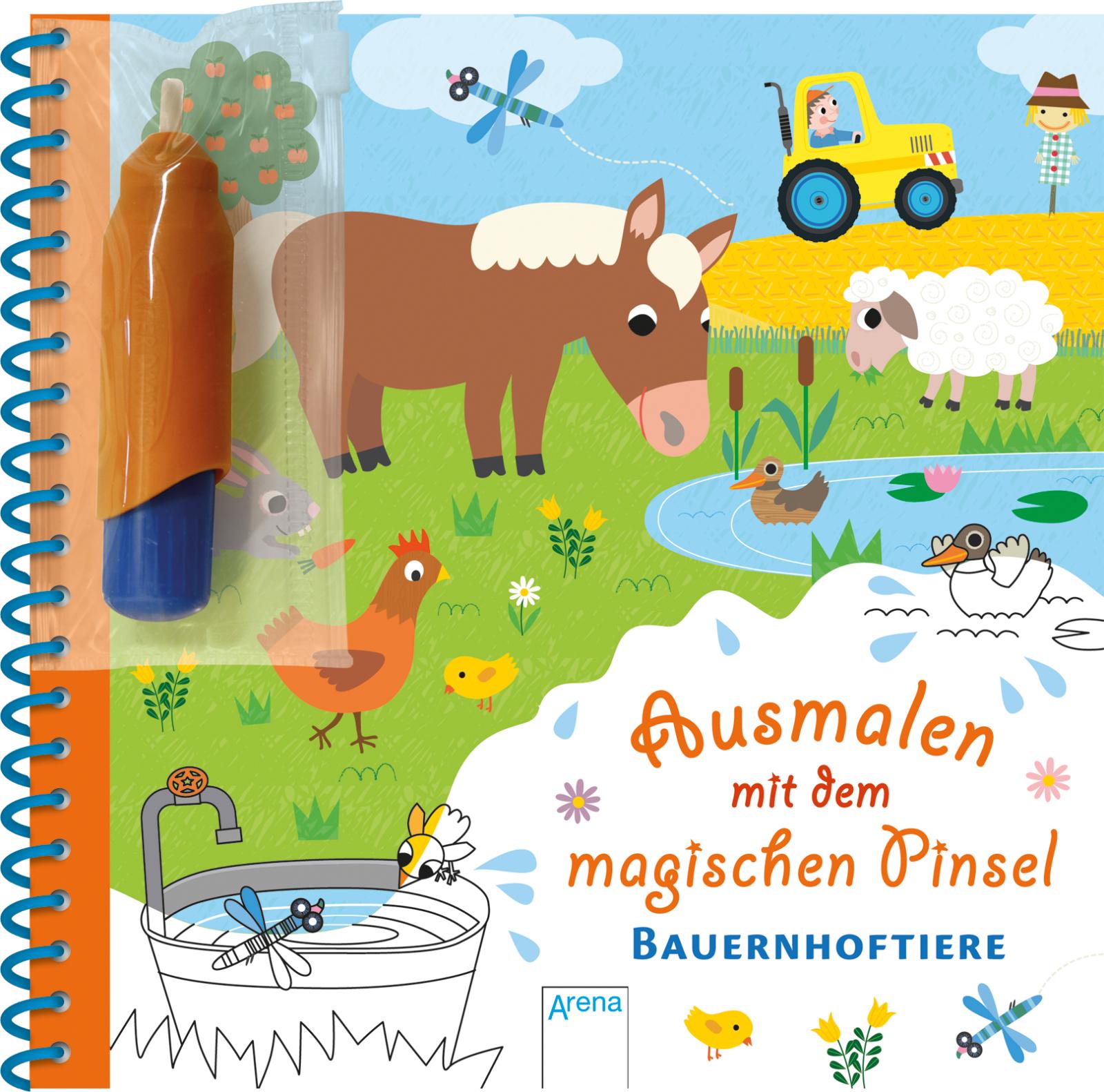 Vorderes Coverbild Ausmalen mit dem magischen Pinsel. Bauernhoftiere