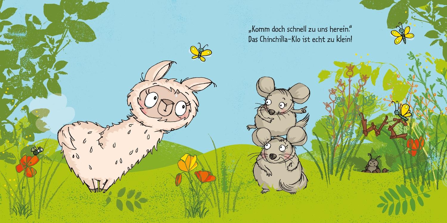 Beispielinhalt (Bild) Das Alpaka muss Kacka