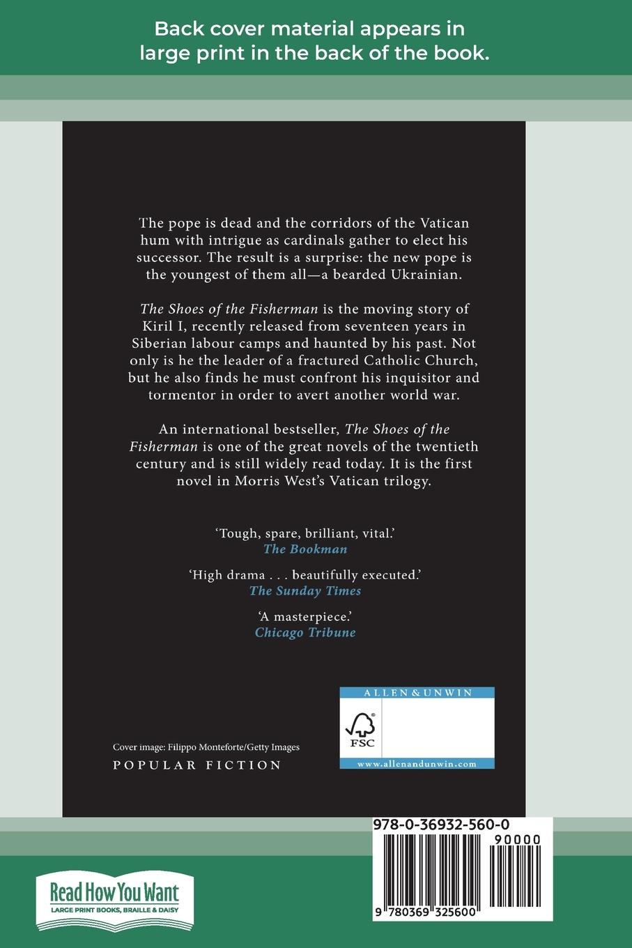 Rückseitencover The Shoes of the Fisherman (16pt Large Print Edition)