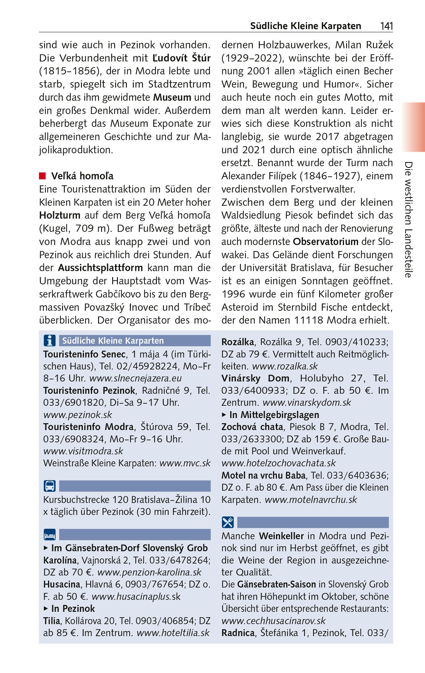 Beispielinhalt (Bild) TRESCHER Reiseführer Slowakei