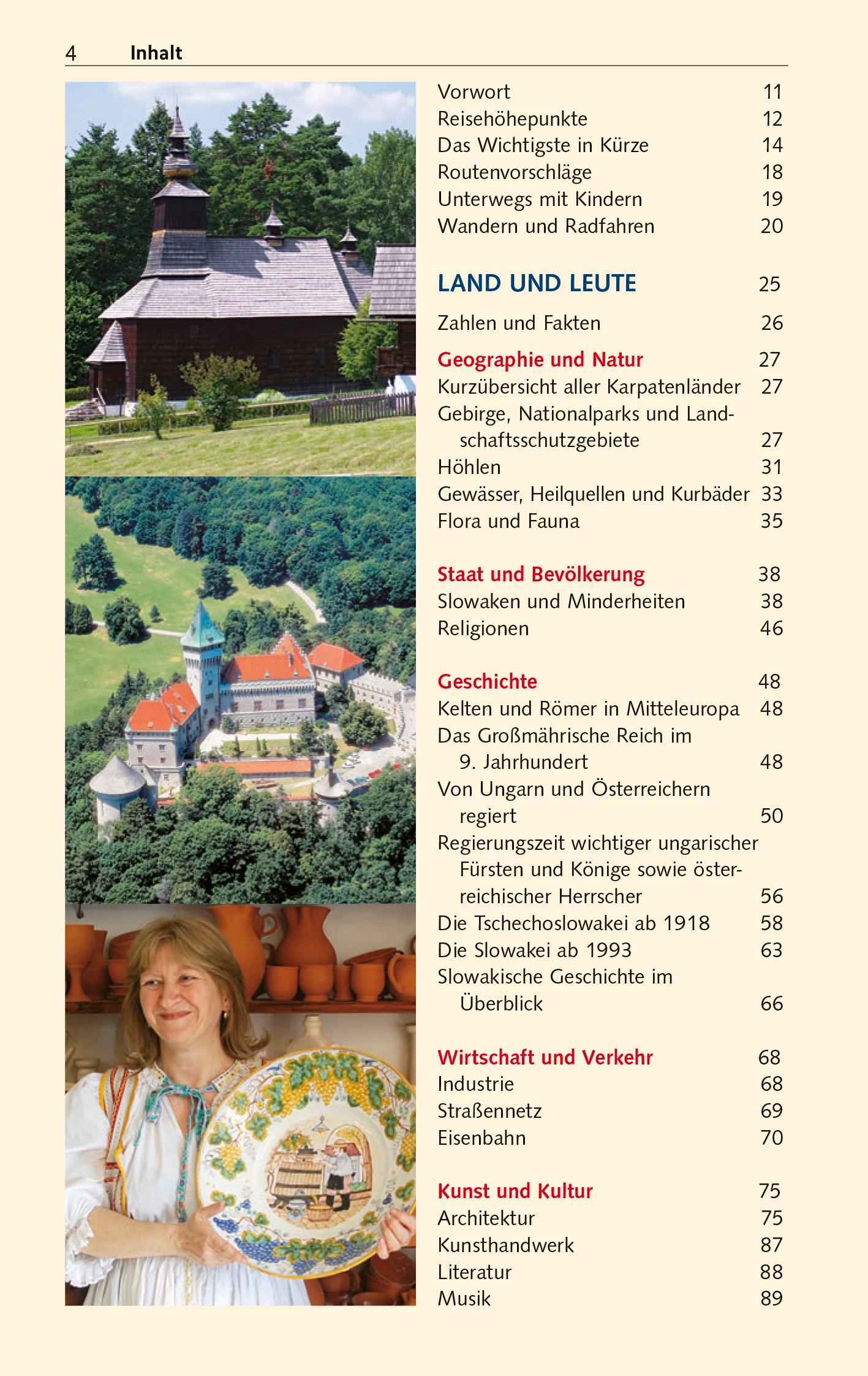 Beispielinhalt (Bild) TRESCHER Reiseführer Slowakei