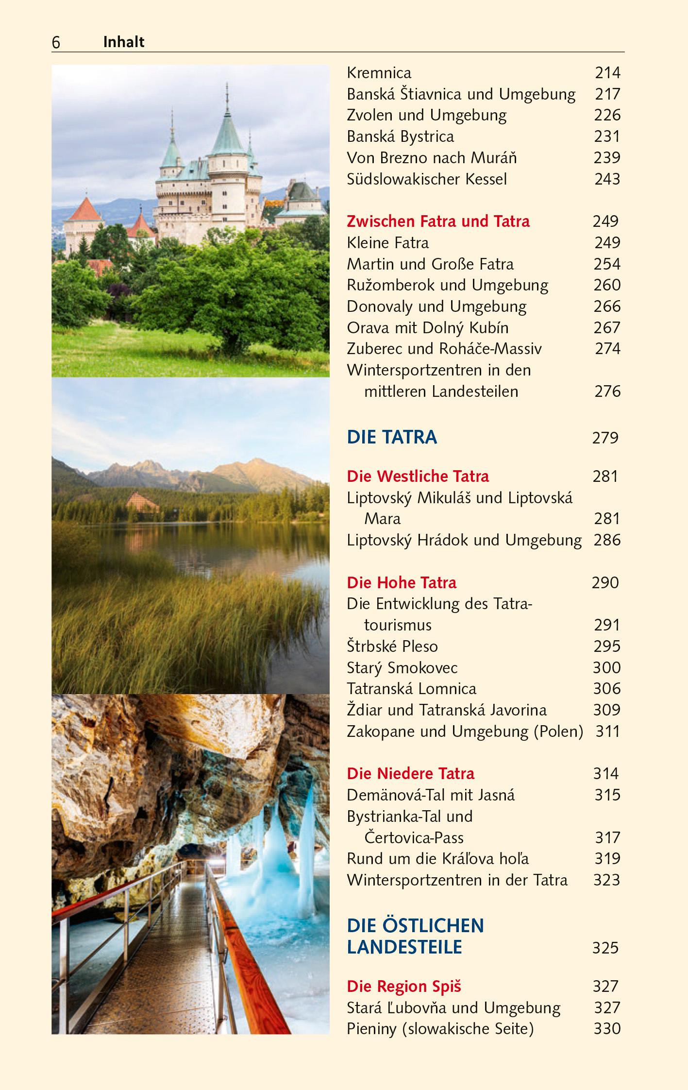 Beispielinhalt (Bild) TRESCHER Reiseführer Slowakei