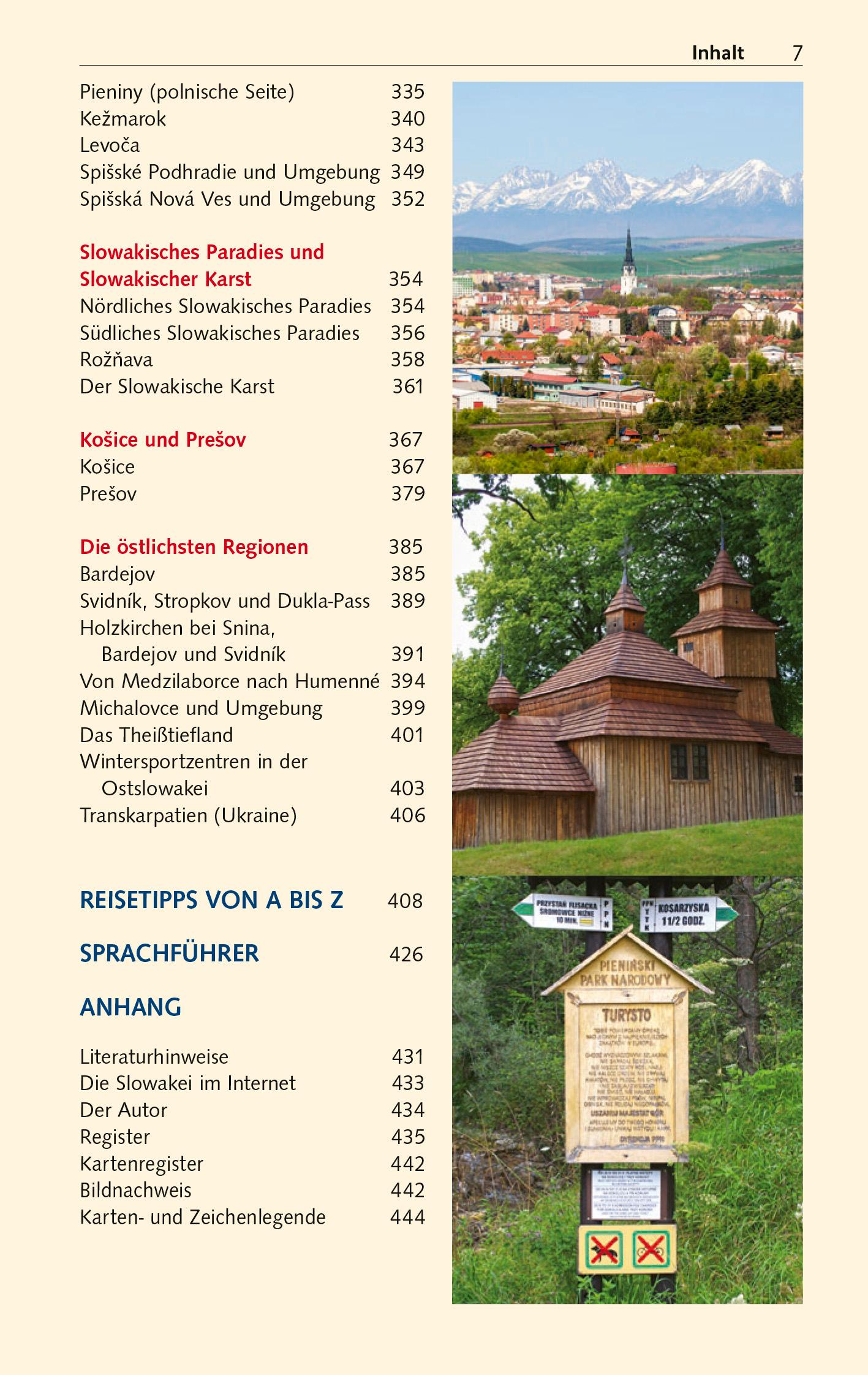 Beispielinhalt (Bild) TRESCHER Reiseführer Slowakei