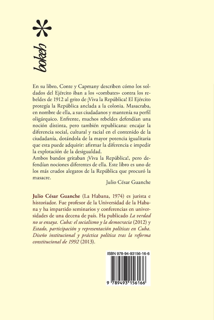 Rückseitencover Guerra de razas. Negros contra blancos en Cuba. Estudio crítico de Julio César Guanche