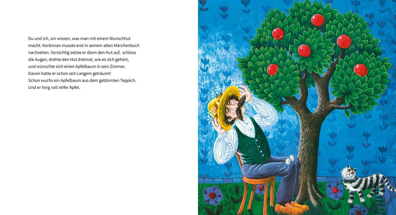 Beispielinhalt (Bild) Korbinian mit dem Wunschhut