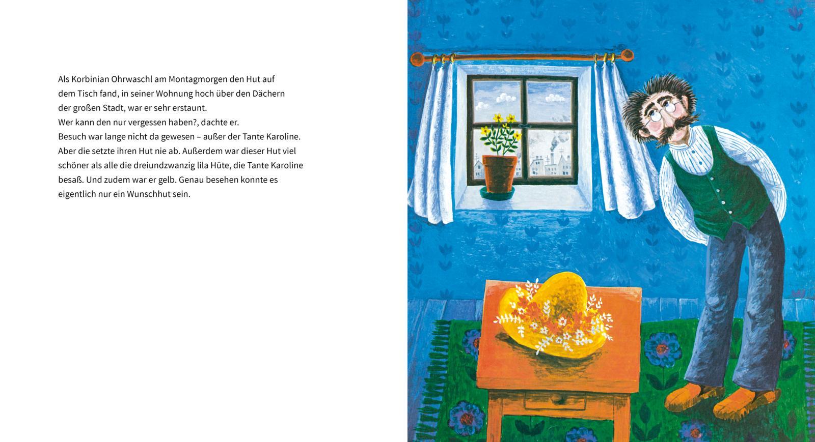 Beispielinhalt (Bild) Korbinian mit dem Wunschhut