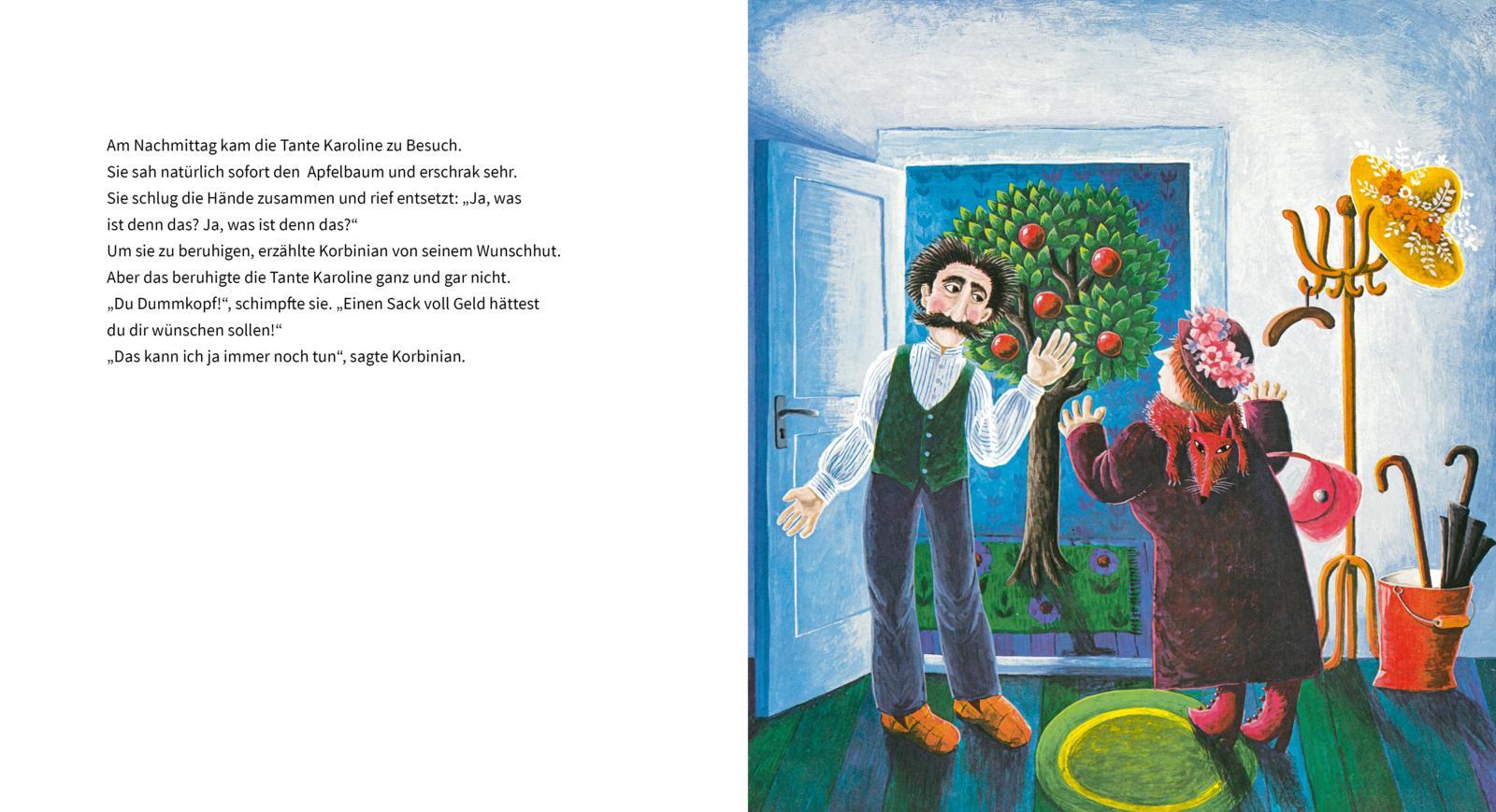 Beispielinhalt (Bild) Korbinian mit dem Wunschhut