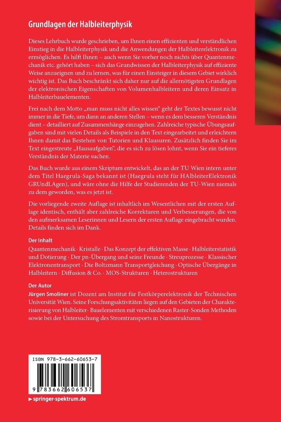 Rückseitencover Grundlagen der Halbleiterphysik
