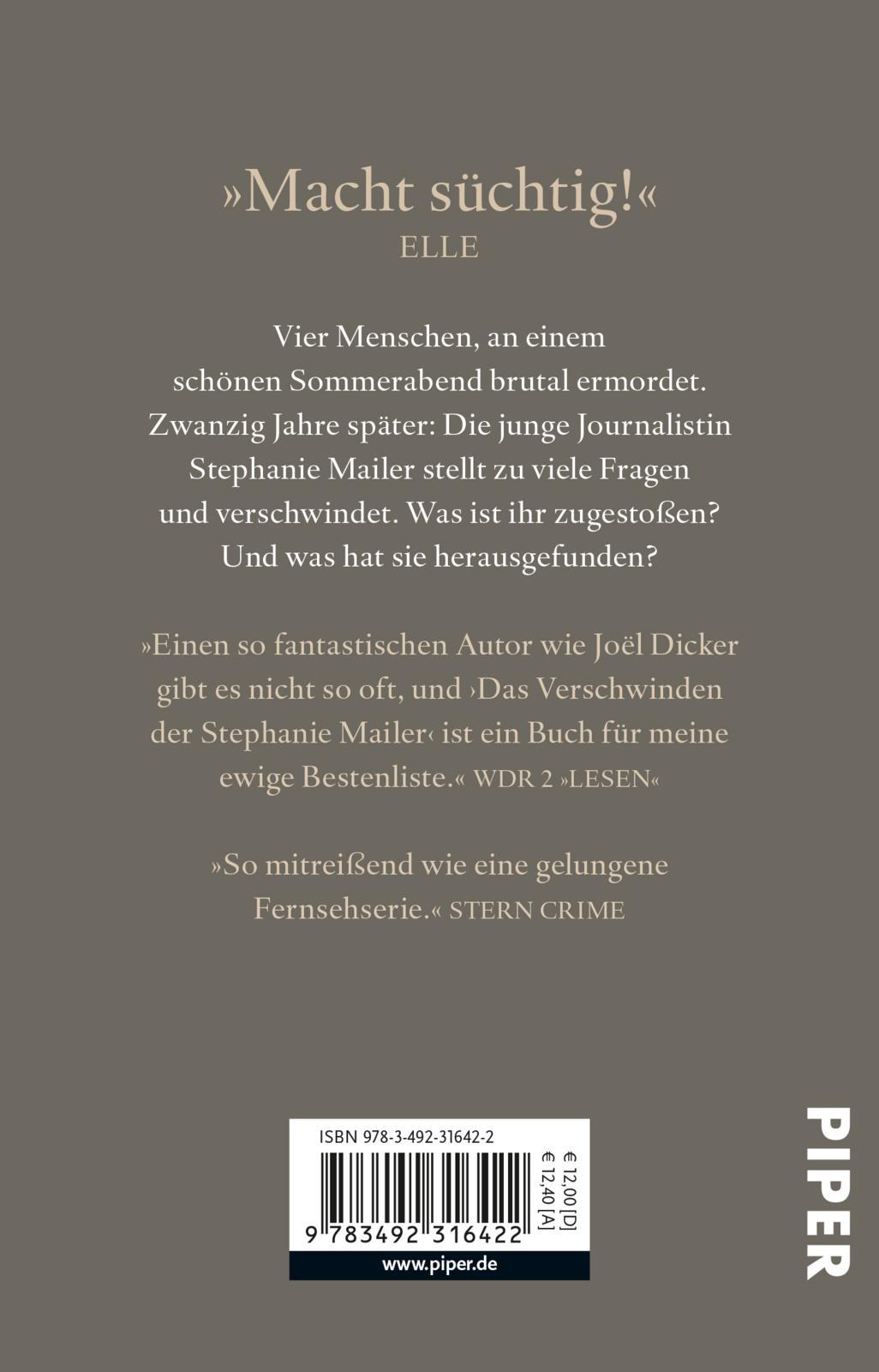 Rückseitencover Das Verschwinden der Stephanie Mailer