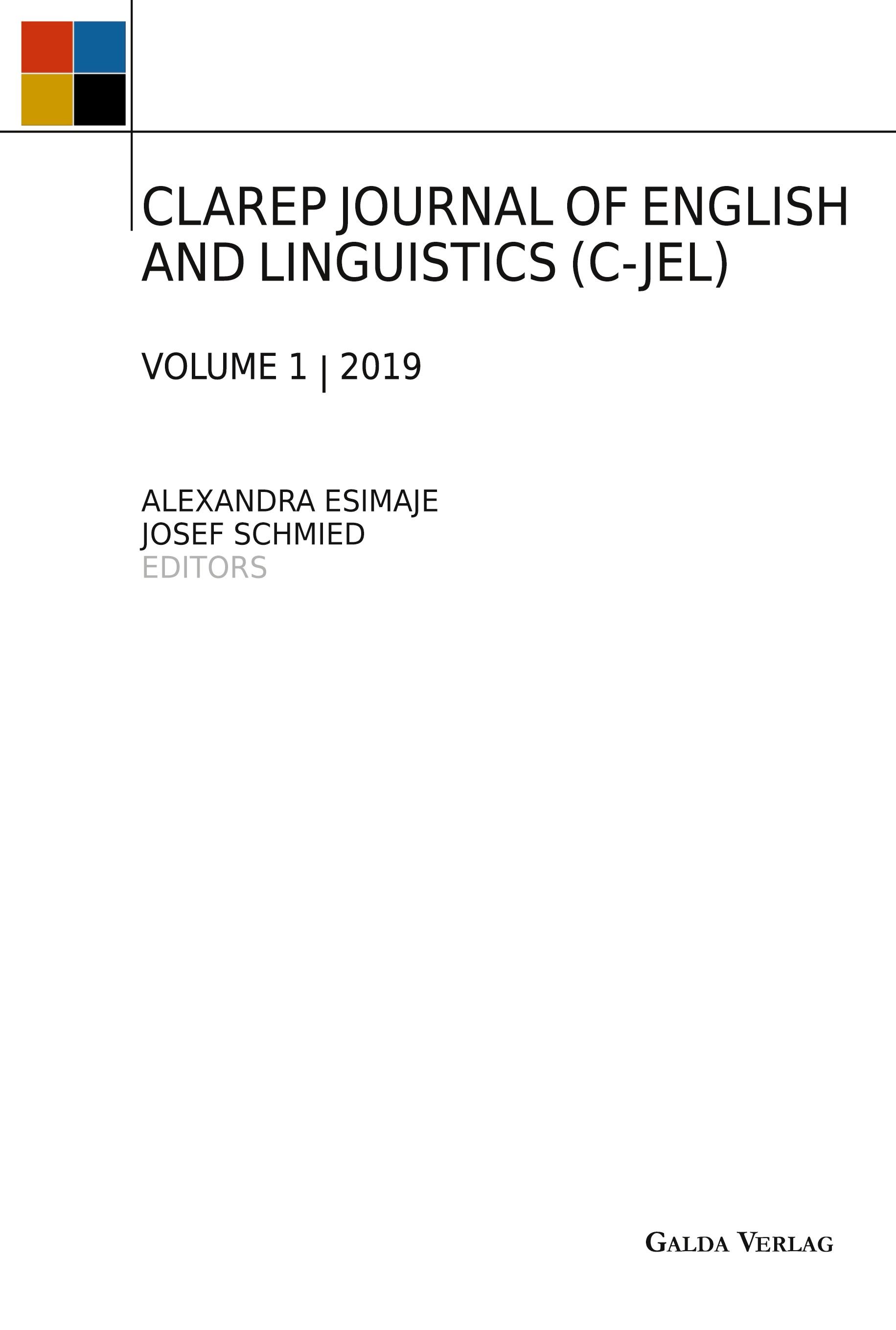 Vorderes Coverbild CLAREP JOURNAL OF ENGLISH AND LINGUISTICS (C-JEL)