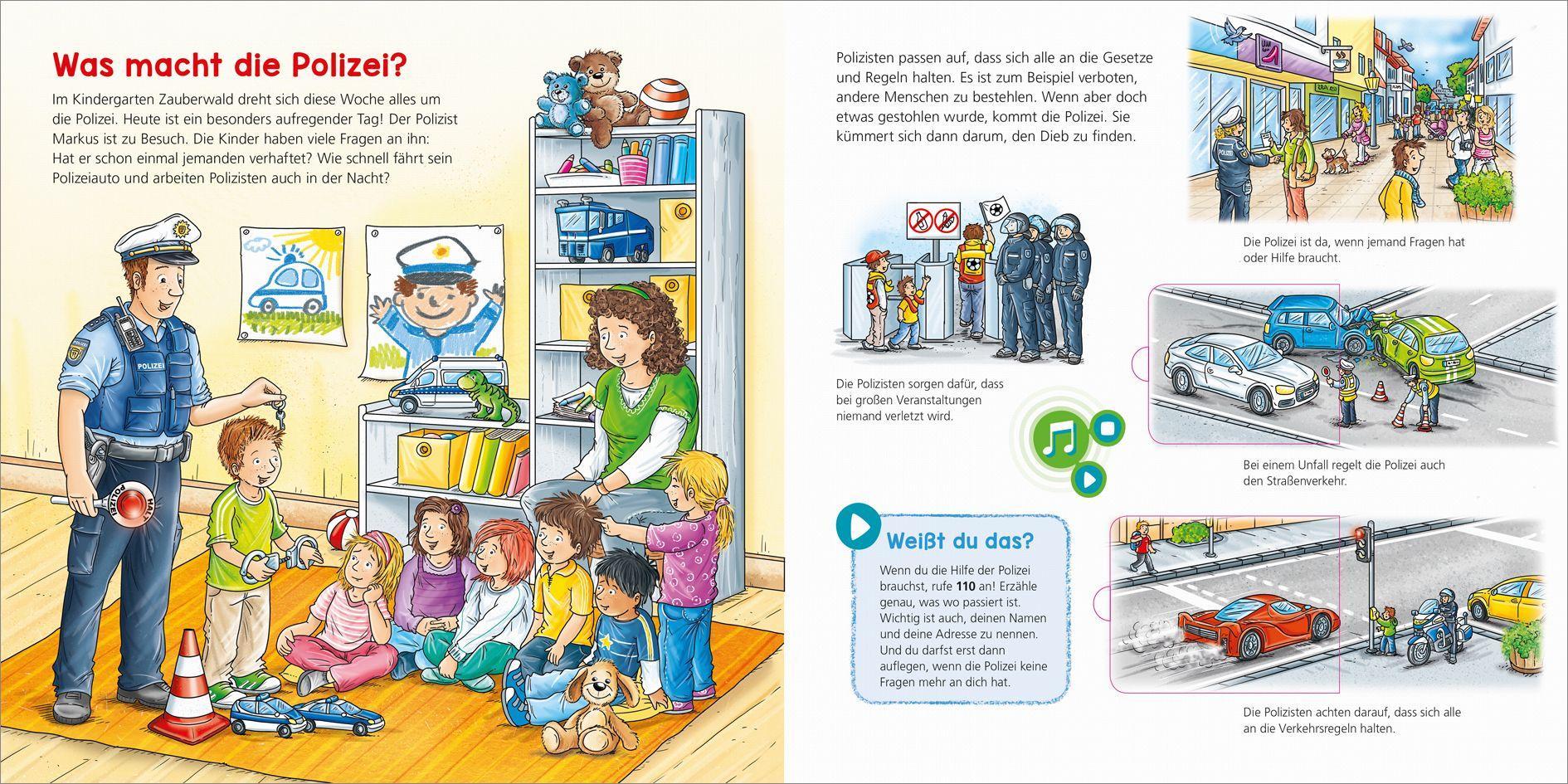 Beispielinhalt (Bild) BOOKii® WAS IST WAS Kindergarten Komm mit zur Polizei!