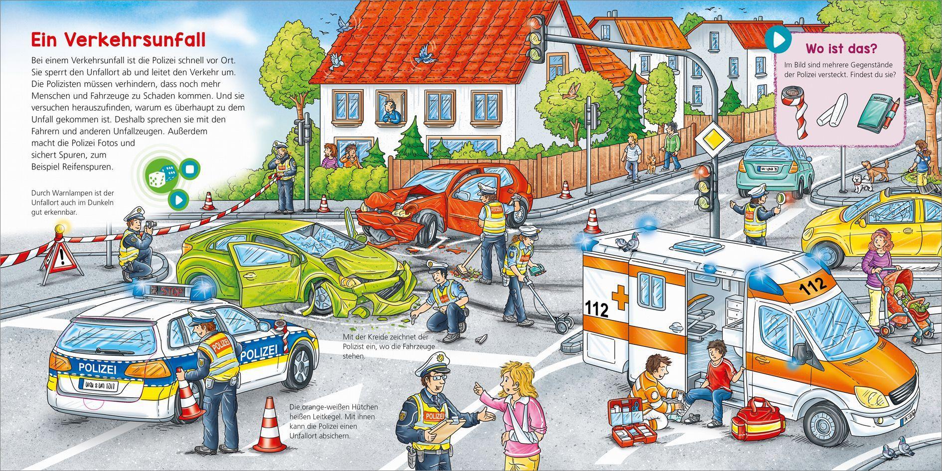 Beispielinhalt (Bild) BOOKii® WAS IST WAS Kindergarten Komm mit zur Polizei!