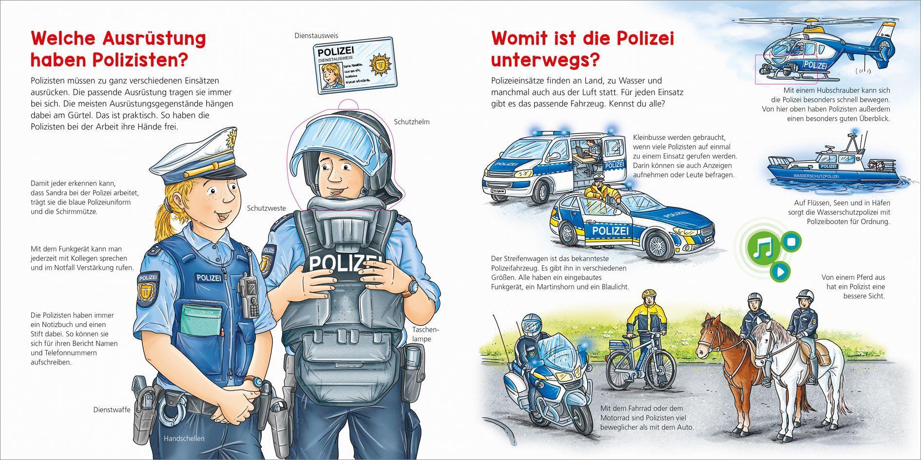 Beispielinhalt (Bild) BOOKii® WAS IST WAS Kindergarten Komm mit zur Polizei!
