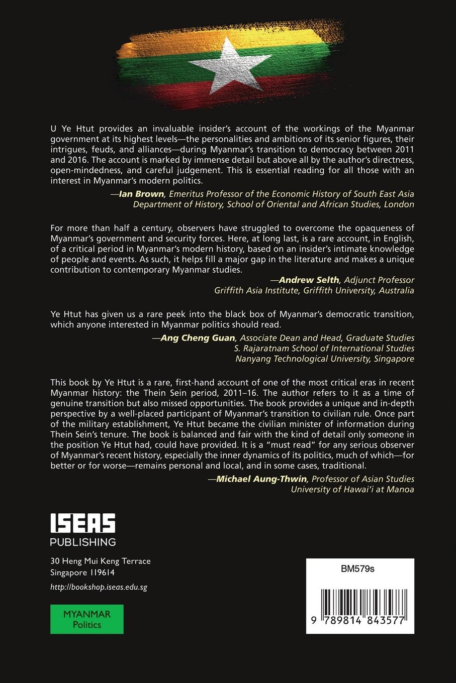 Rückseitencover Myanmar's Political Transition and Lost Opportunities (2010-2016)