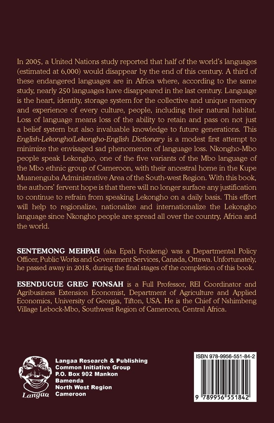 Rückseitencover English - Lekongho Dictionary
