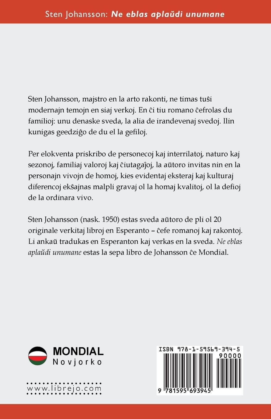 Rückseitencover Ne eblas apla¿di unumane (Originala romano en Esperanto)